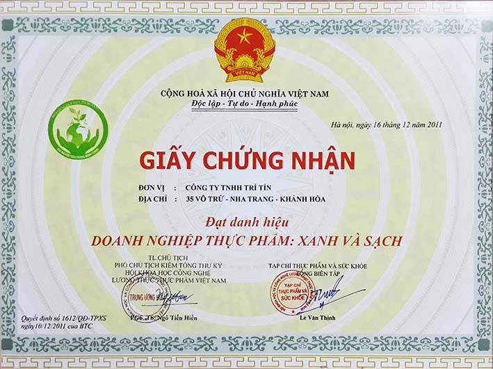 Giải thưởng Doanh nghiệp thực phẩm: xanh và sạch