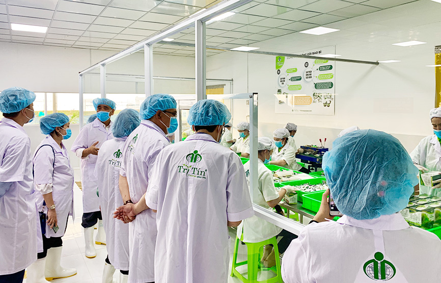 Tổ chấm điểm OCOP khảo sát cơ sở rong nho Trí Tín